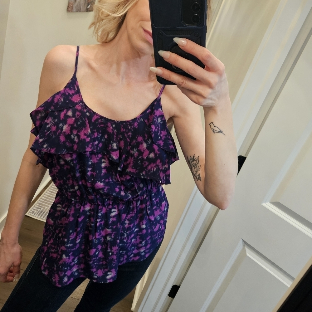NWT Rebecca Taylor 100% Silk Floral Top - Size 4 - Picture 4 of 13
